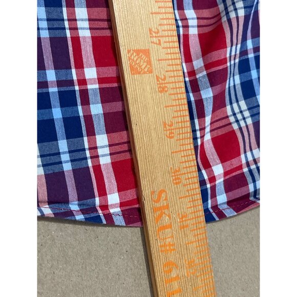 Saddlebred Red & Blue Plaid Button-Down Shirt Classic Fit XL Long Sleeve - Picture 9 of 9